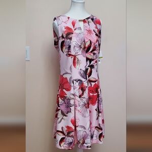 NWT Gabby Skye SIZE 14 Fit and Flare pink floral DRESS